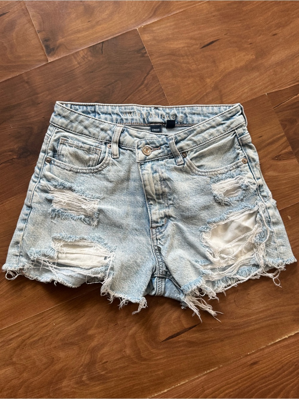 American Eagle Outfitters Light Blue Distressed Denim Cutoff Shorts